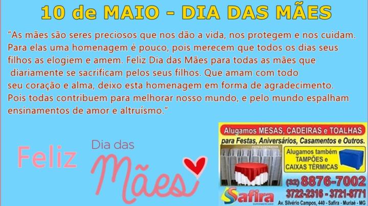 FELIZ DIA DAS MÃES – SUPERMERCADO SAFIRA